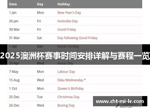 2025澳洲杯赛事时间安排详解与赛程一览